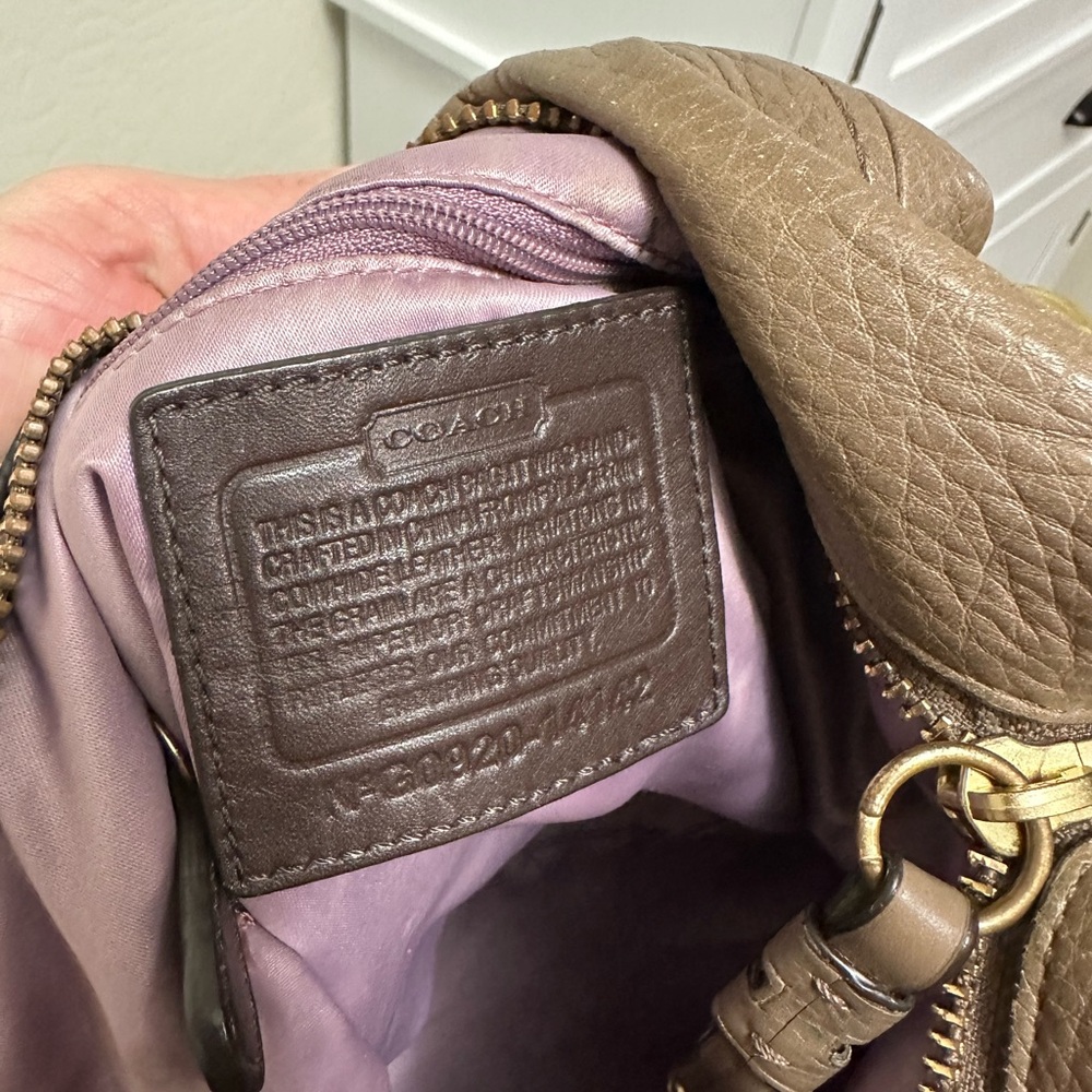Coach Brooke Taupe Leather Shoulder Bag with Gold Accents - Picture 7 of 11